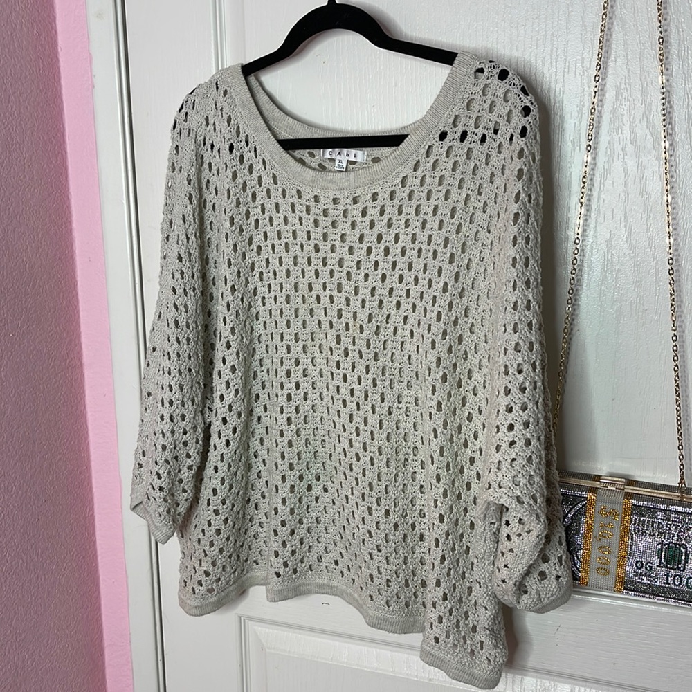 Free People Beige Crochet Sweater